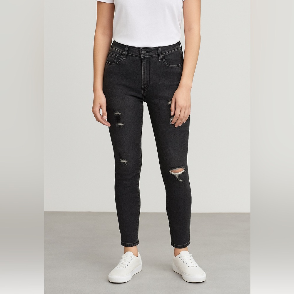 Women's Distressed Skinny Jeans Black Size‎ 26 Stretch Denim